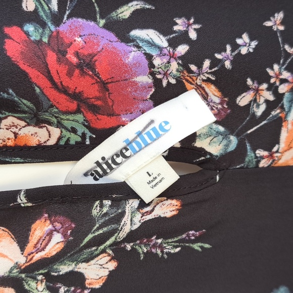 New Nwt Alice Blue Black Floral Blouse Tank Top Sheer Flowy Party Size L - Picture 7 of 8